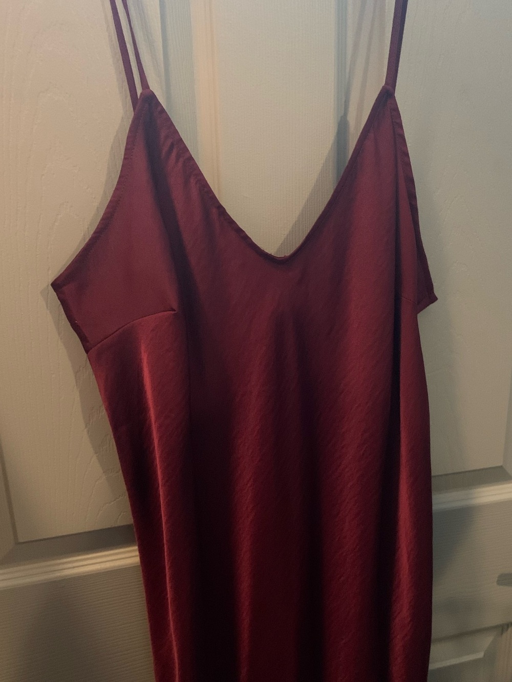 a new day Burgundy Satin Midi Slip Dress